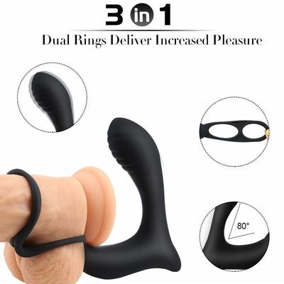 3つ1つの男性リング バイブレーターによって個人化されるバット プラグの無線電信リモート・コントロール400mahに付き
